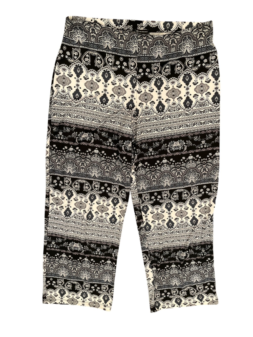 New Directions Women’s Pull On Pants Wide Leg Size XL Black/Gray/Ivory NWT